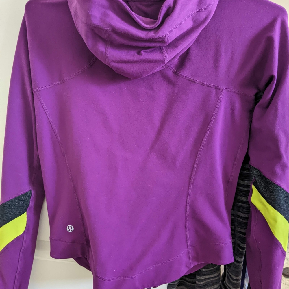Purple Hooded Jacket with Yellow Accents